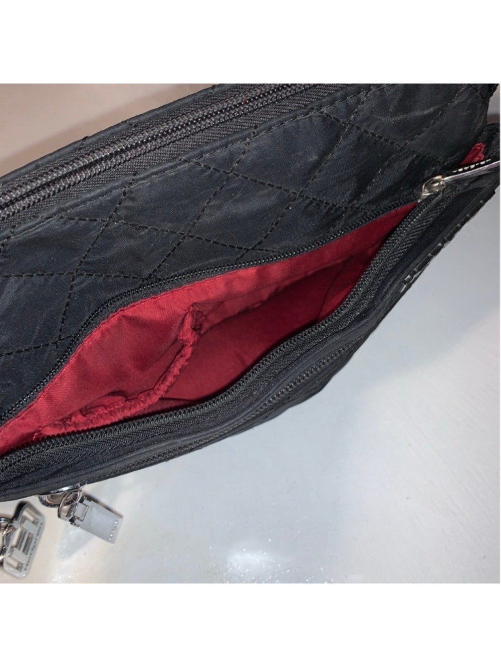 Women's Hedgren Black Quilted Crossbody Bag One Size with red Interior - Picture 6 of 16